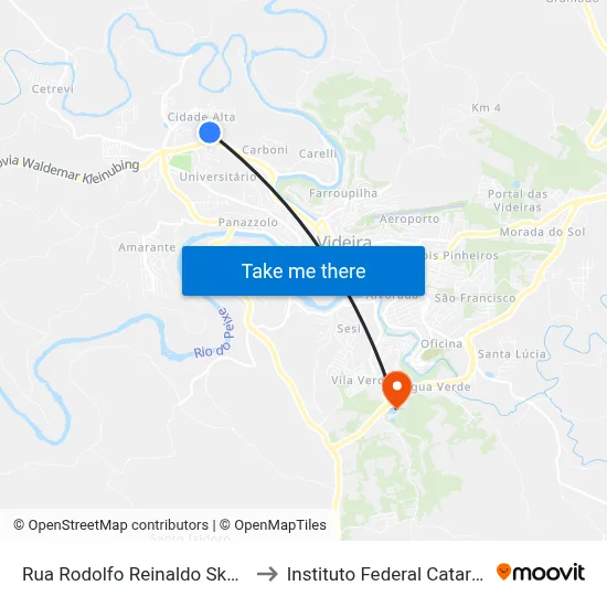 Rua Rodolfo Reinaldo Skale, 219 to Instituto Federal Catarinense map