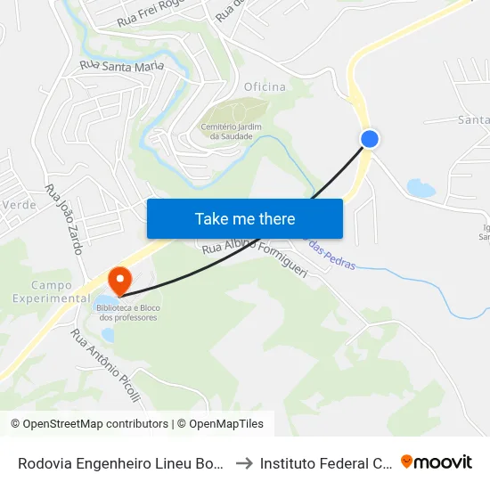 Rodovia Engenheiro Lineu Bonato, 3130-3190 to Instituto Federal Catarinense map