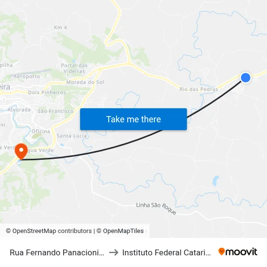 Rua Fernando Panacioni, 1-95 to Instituto Federal Catarinense map