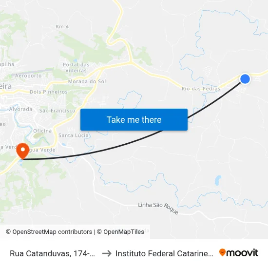Rua Catanduvas, 174-224 to Instituto Federal Catarinense map