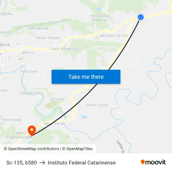 Sc-135, 6580 to Instituto Federal Catarinense map