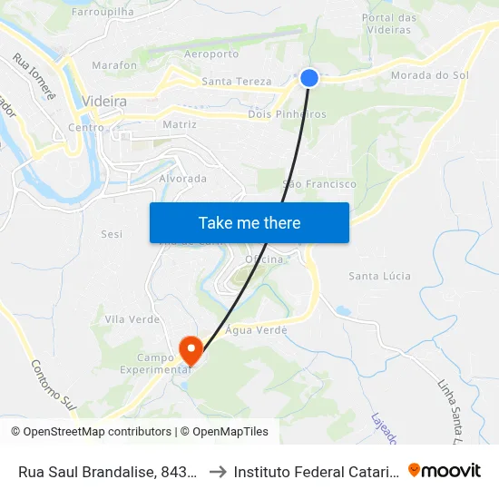 Rua Saul Brandalise, 8432-8666 to Instituto Federal Catarinense map