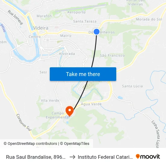 Rua Saul Brandalise, 8960-9084 to Instituto Federal Catarinense map