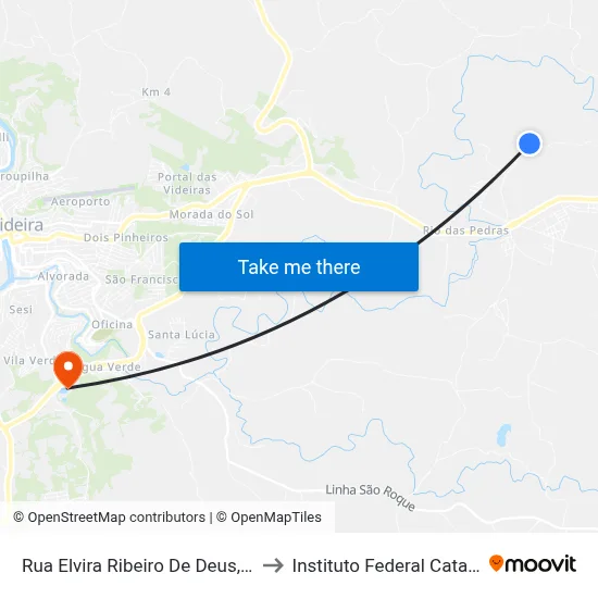 Rua Elvira Ribeiro De Deus, 330-352 to Instituto Federal Catarinense map