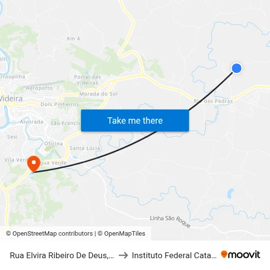 Rua Elvira Ribeiro De Deus, 354-410 to Instituto Federal Catarinense map