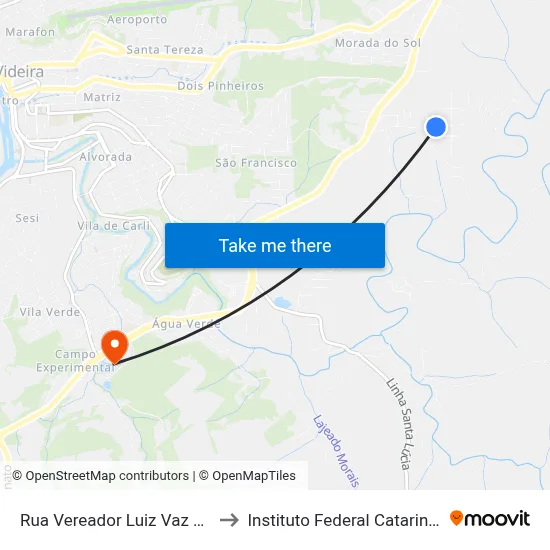 Rua Vereador Luiz Vaz Assis to Instituto Federal Catarinense map