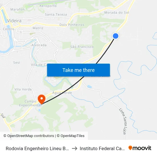 Rodovia Engenheiro Lineu Bonato, 1310 to Instituto Federal Catarinense map