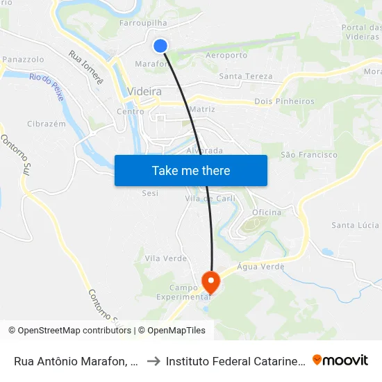Rua Antônio Marafon, 784 to Instituto Federal Catarinense map