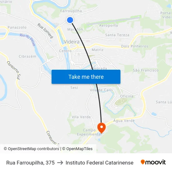 Rua Farroupilha, 375 to Instituto Federal Catarinense map