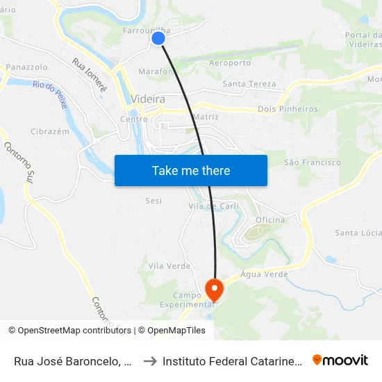 Rua José Baroncelo, 149 to Instituto Federal Catarinense map