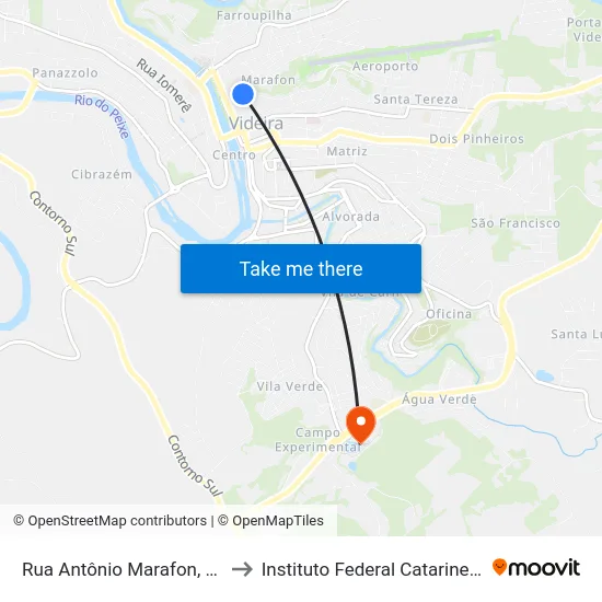 Rua Antônio Marafon, 256 to Instituto Federal Catarinense map