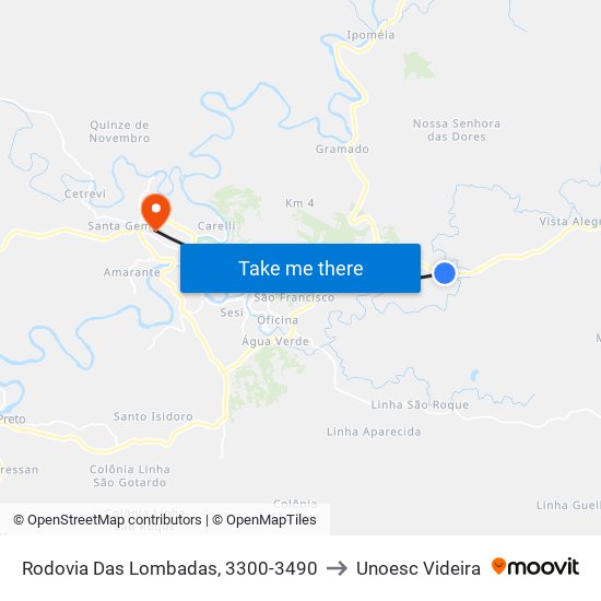 Rodovia Das Lombadas, 3300-3490 to Unoesc Videira map