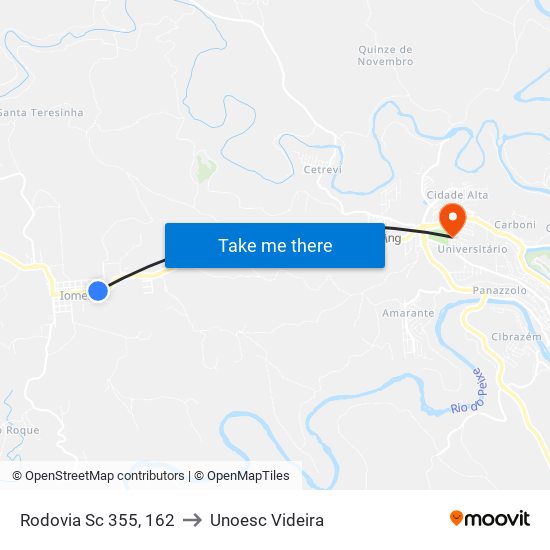 Rodovia Sc 355, 162 to Unoesc Videira map