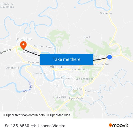 Sc-135, 6580 to Unoesc Videira map