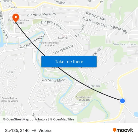 Sc-135, 3140 to Videira map