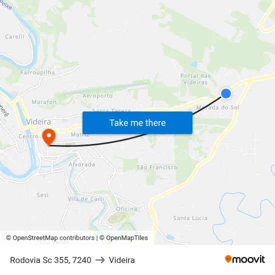 Rodovia Sc 355, 7240 to Videira map