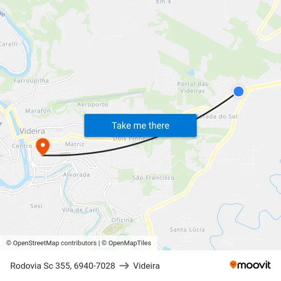 Rodovia Sc 355, 6940-7028 to Videira map
