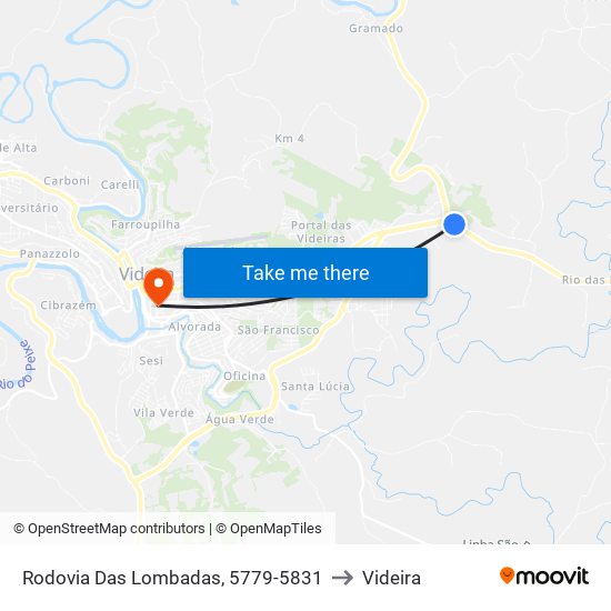 Rodovia Das Lombadas, 5779-5831 to Videira map