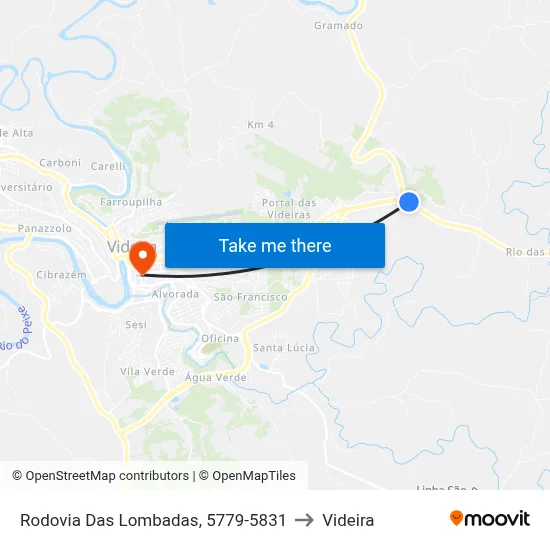 Rodovia Das Lombadas, 5779-5831 to Videira map