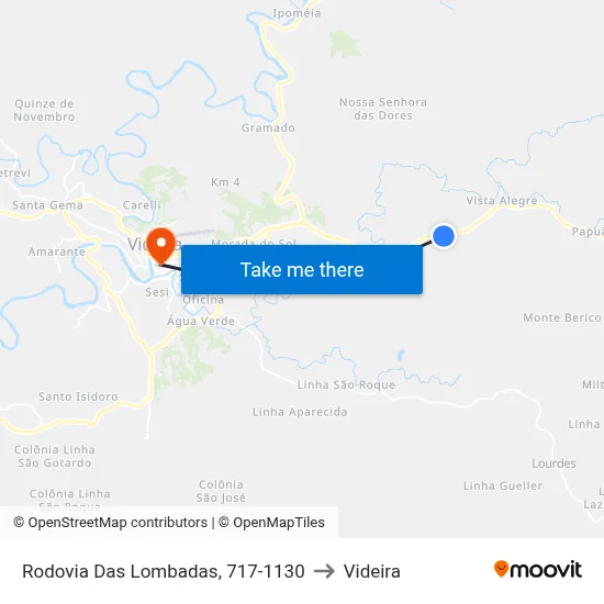 Rodovia Das Lombadas, 717-1130 to Videira map