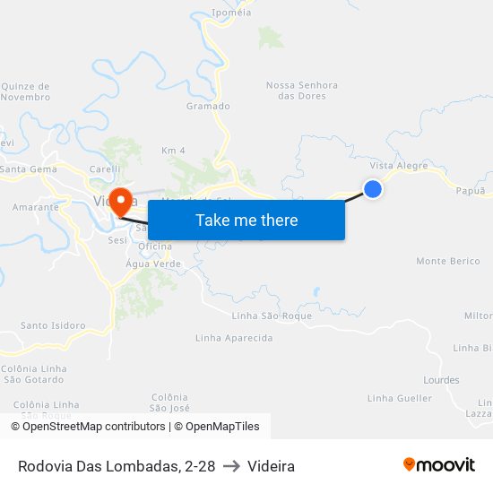 Rodovia Das Lombadas, 2-28 to Videira map