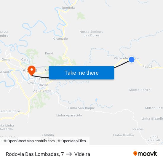 Rodovia Das Lombadas, 7 to Videira map