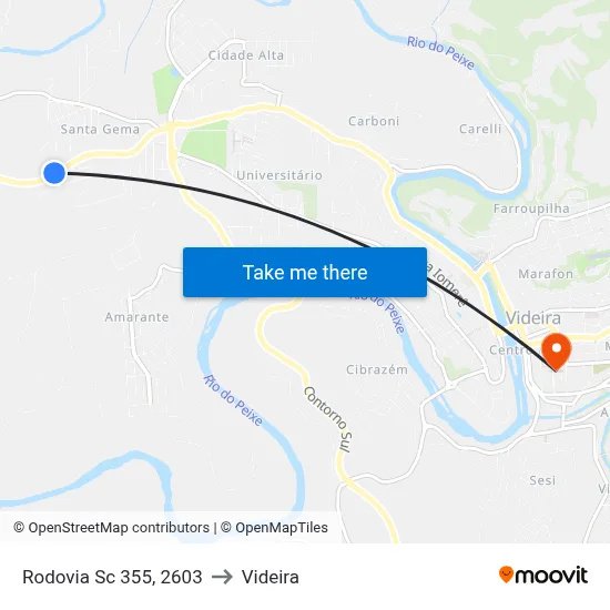 Rodovia Sc 355, 2603 to Videira map