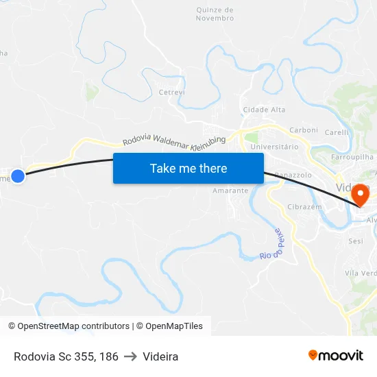 Rodovia Sc 355, 186 to Videira map