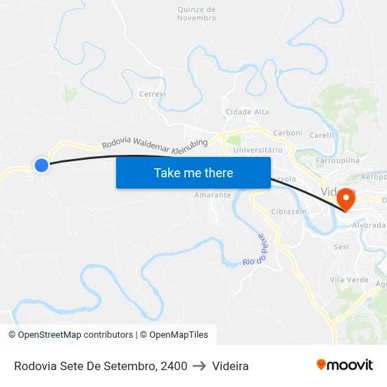 Rodovia Sete De Setembro, 2400 to Videira map