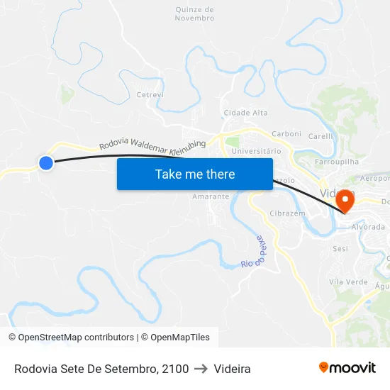 Rodovia Sete De Setembro, 2100 to Videira map