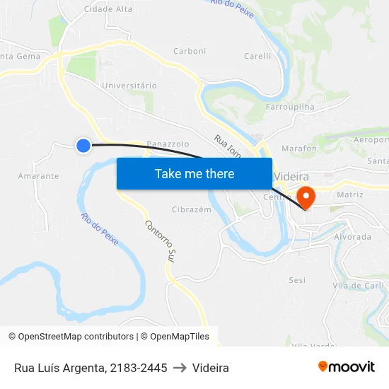 Rua Luís Argenta, 2183-2445 to Videira map