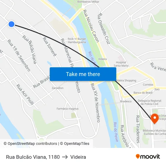 Rua Bulcão Viana, 1180 to Videira map