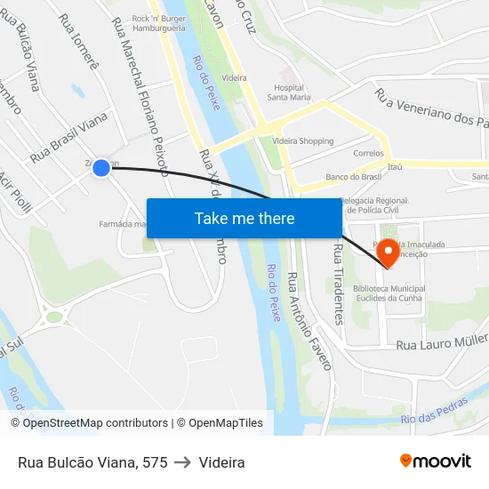 Rua Bulcão Viana, 575 to Videira map