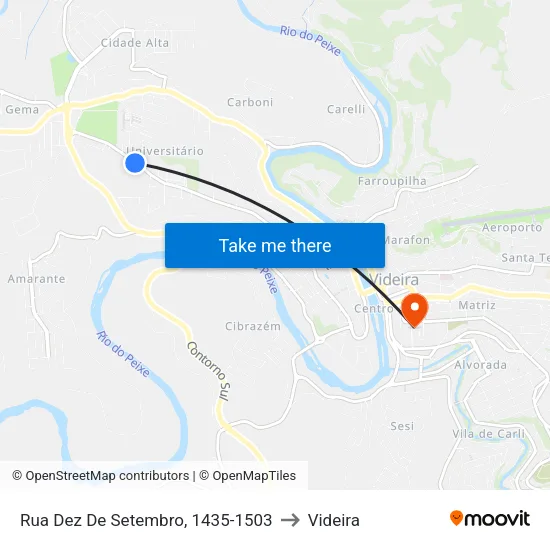 Rua Dez De Setembro, 1435-1503 to Videira map