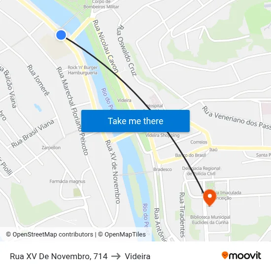 Rua XV De Novembro, 714 to Videira map