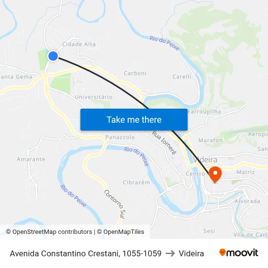 Avenida Constantino Crestani, 1055-1059 to Videira map