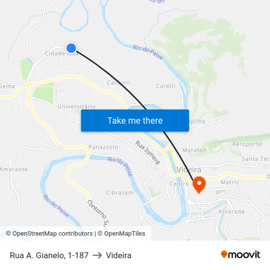 Rua A. Gianelo, 1-187 to Videira map