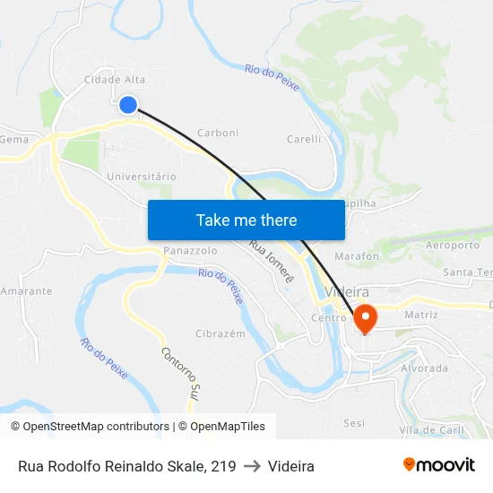 Rua Rodolfo Reinaldo Skale, 219 to Videira map