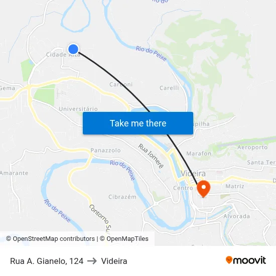 Rua A. Gianelo, 124 to Videira map