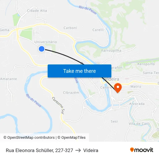 Rua Eleonora Schüller, 227-327 to Videira map