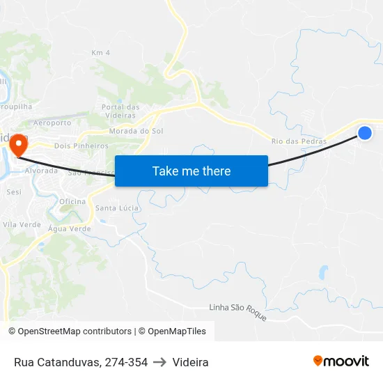 Rua Catanduvas, 274-354 to Videira map