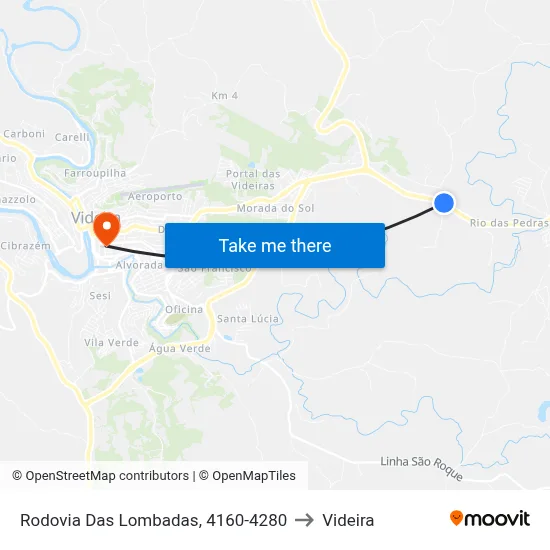Rodovia Das Lombadas, 4160-4280 to Videira map