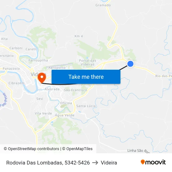 Rodovia Das Lombadas, 5342-5426 to Videira map