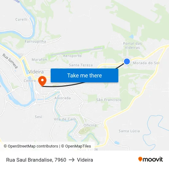 Rua Saul Brandalise, 7960 to Videira map
