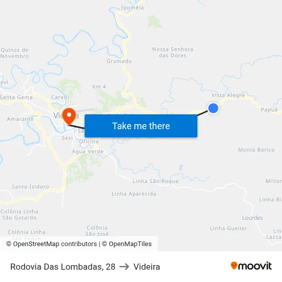 Rodovia Das Lombadas, 28 to Videira map