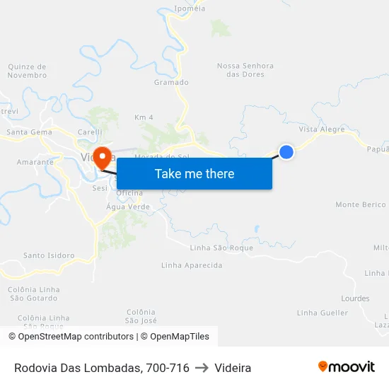 Rodovia Das Lombadas, 700-716 to Videira map
