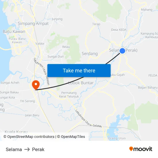 Selama to Perak map
