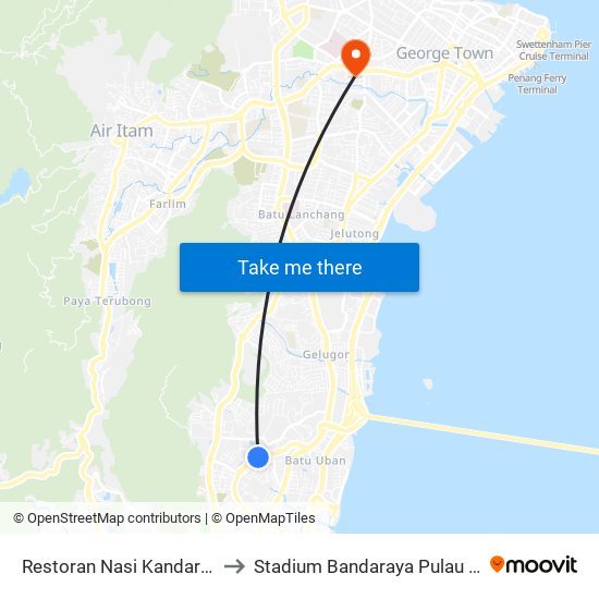 Restoran Nasi Kandar Pelita to Stadium Bandaraya Pulau Pinang map