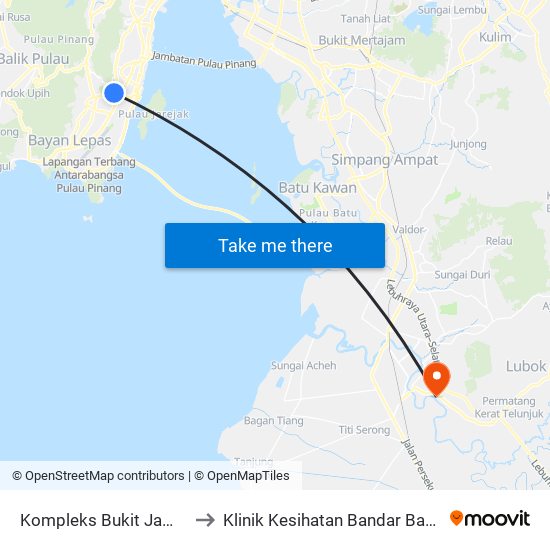 Kompleks Bukit Jambul to Klinik Kesihatan Bandar Baharu map