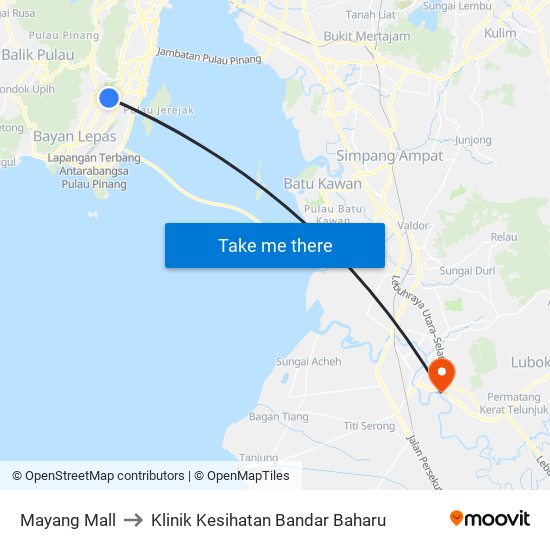 Mayang Mall to Klinik Kesihatan Bandar Baharu map